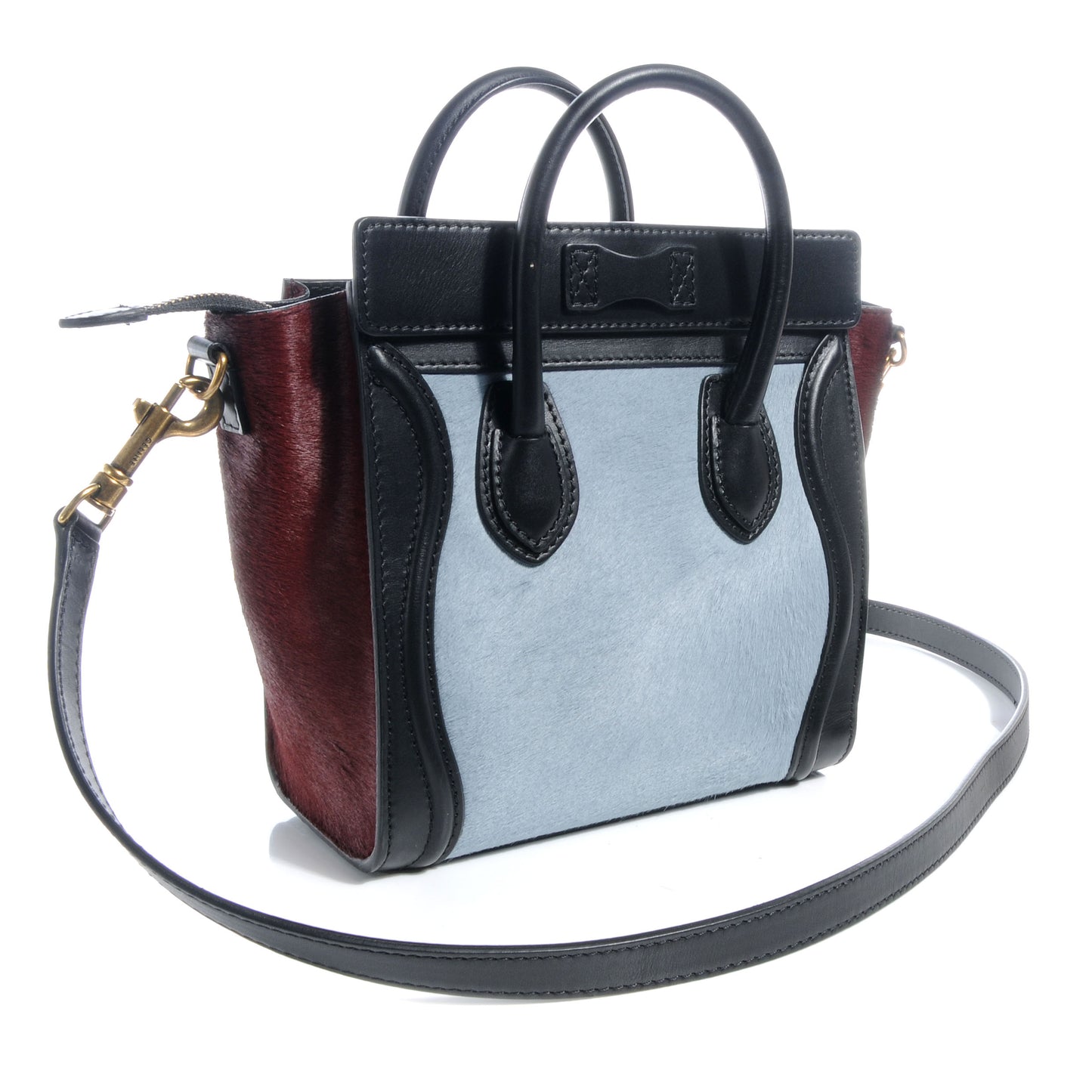 Pony Calf Hair Nano Tri-Color Luggage Baby Blue