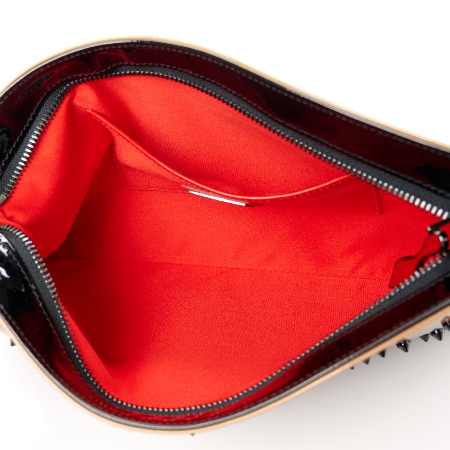 Patent Degrade Loubiposh Spiked Clutch Nude Black