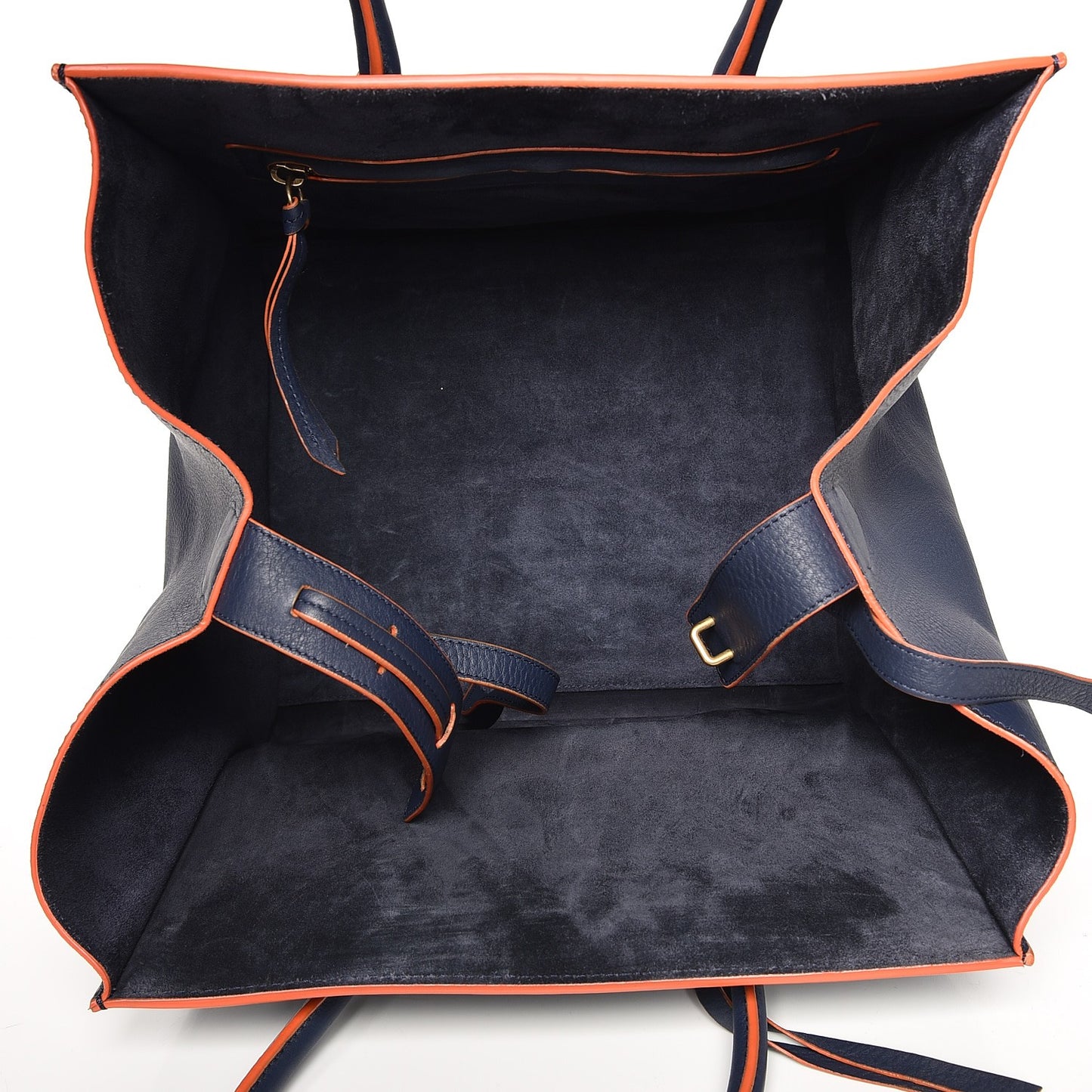 Supple Calfskin Large Phantom Luggage Navy Blue Orange