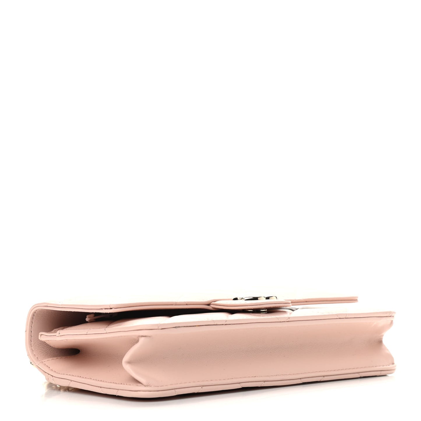 Lambskin Plexi Quilted Wallet On Chain WOC Light Beige