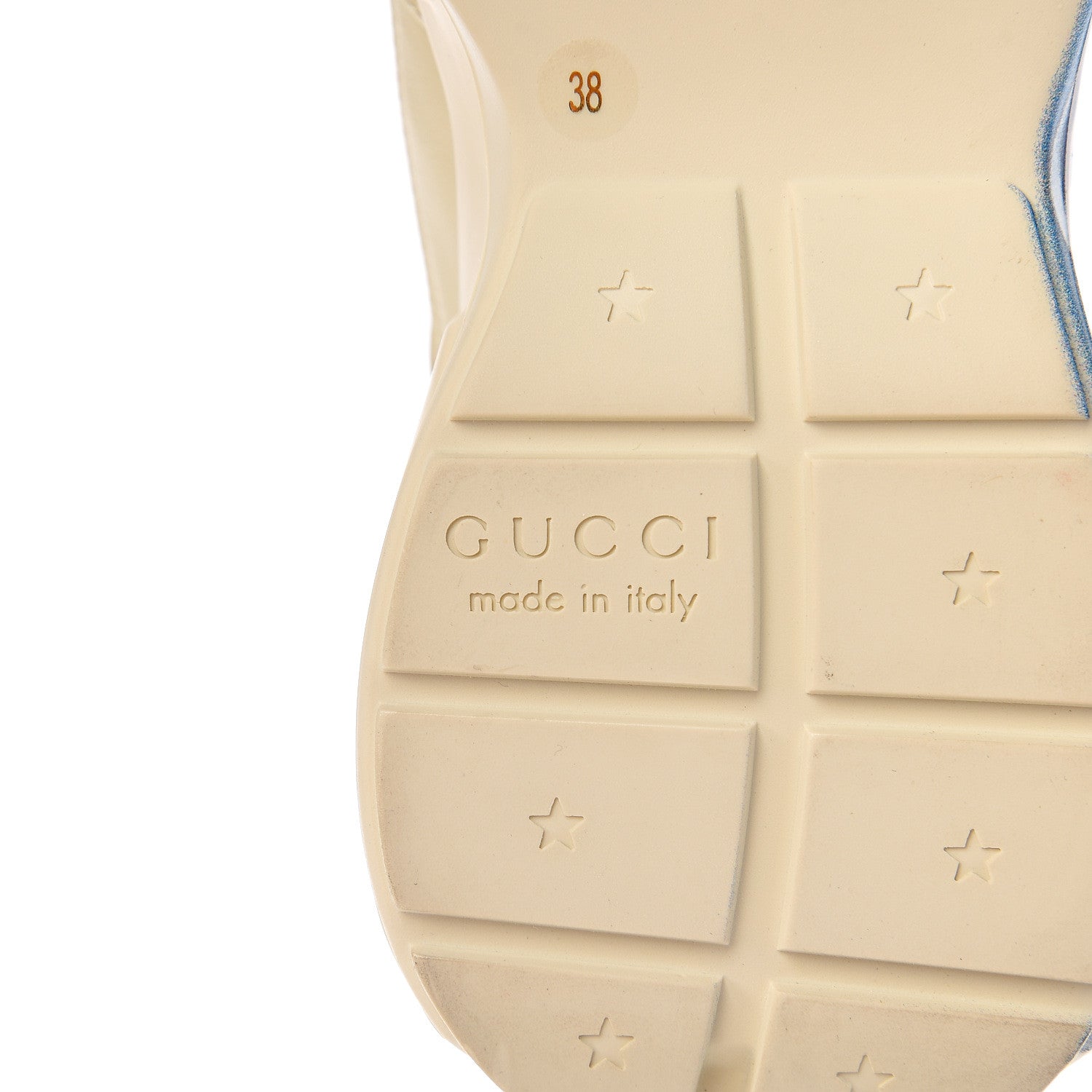 Gucci Calfskin Wave Printed Womens Rhyton Sneakers 38 Mystic Ivory 7 of 9