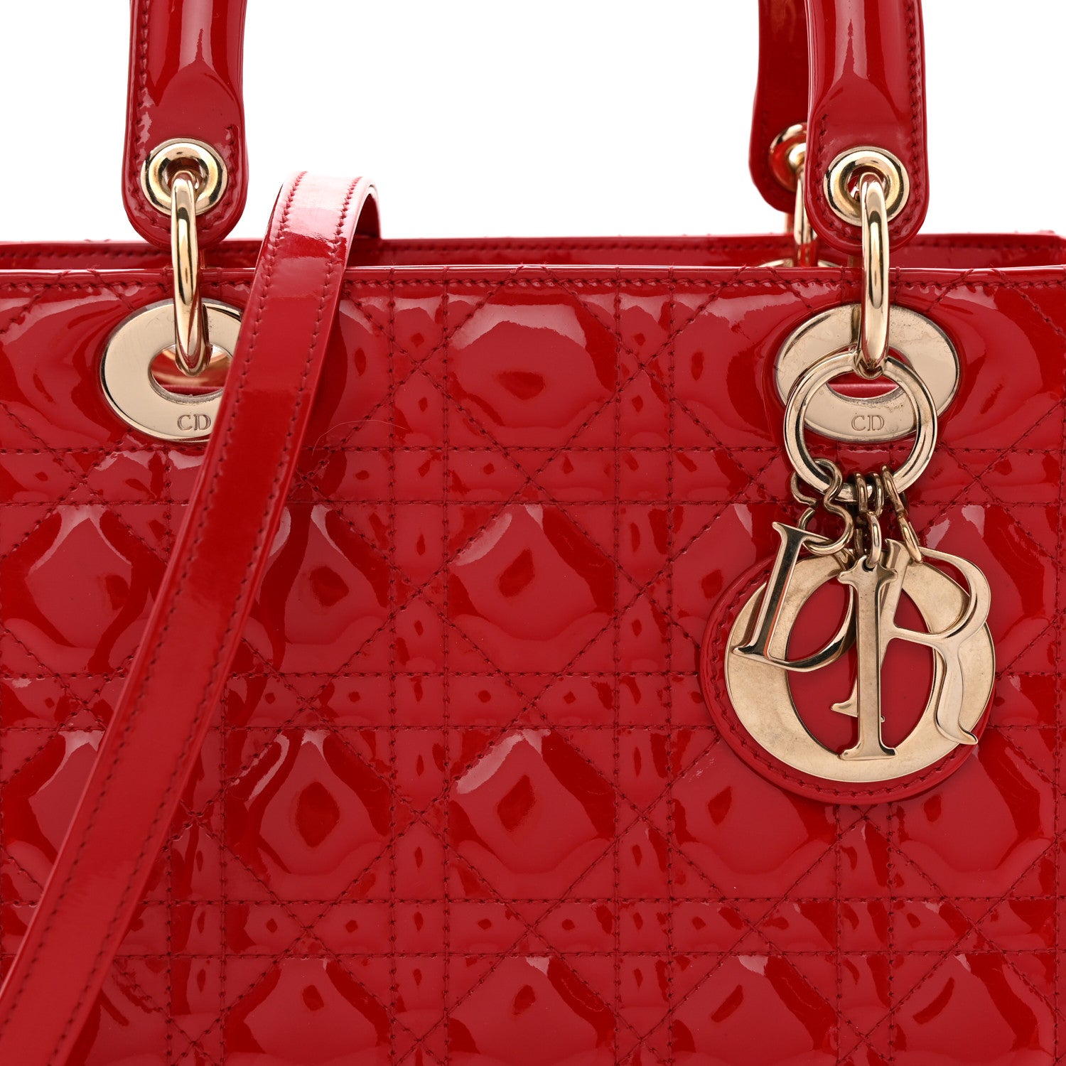 Christian Dior Patent Cannage Medium Lady Dior Red 8 of 10