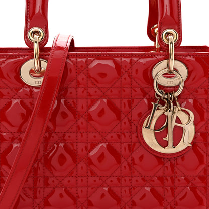 Christian Dior Patent Cannage Medium Lady Dior Red 8 of 10
