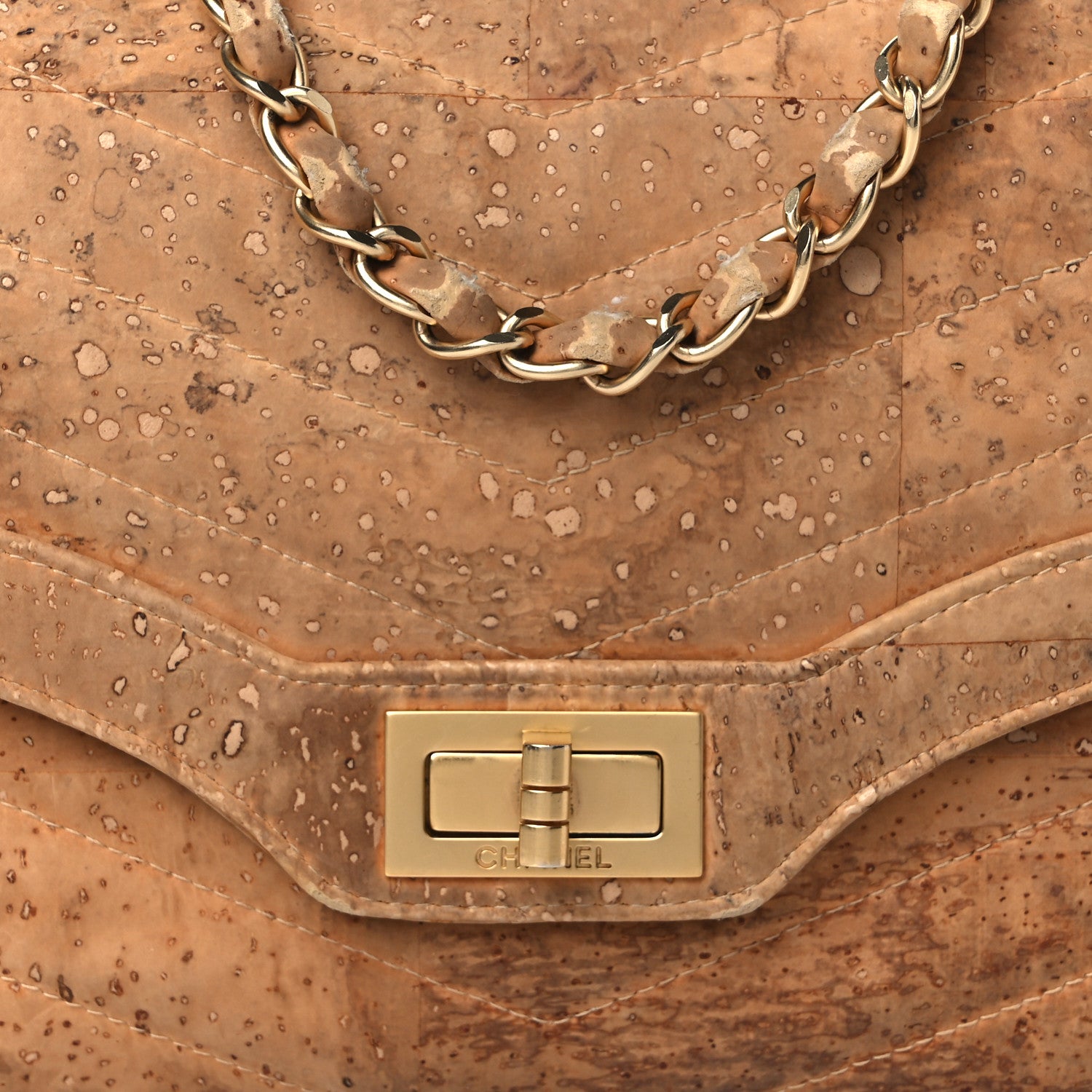 Chanel Cork Chevron Quilted Small Mademoiselle Flap Beige 8 of 16