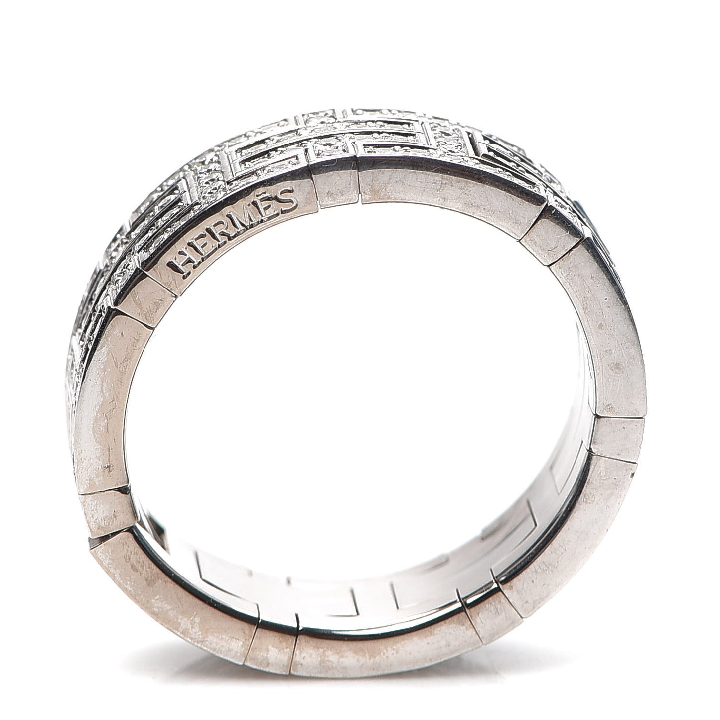 18K White Gold Diamond Pave Kilim Ring 56 7.25
