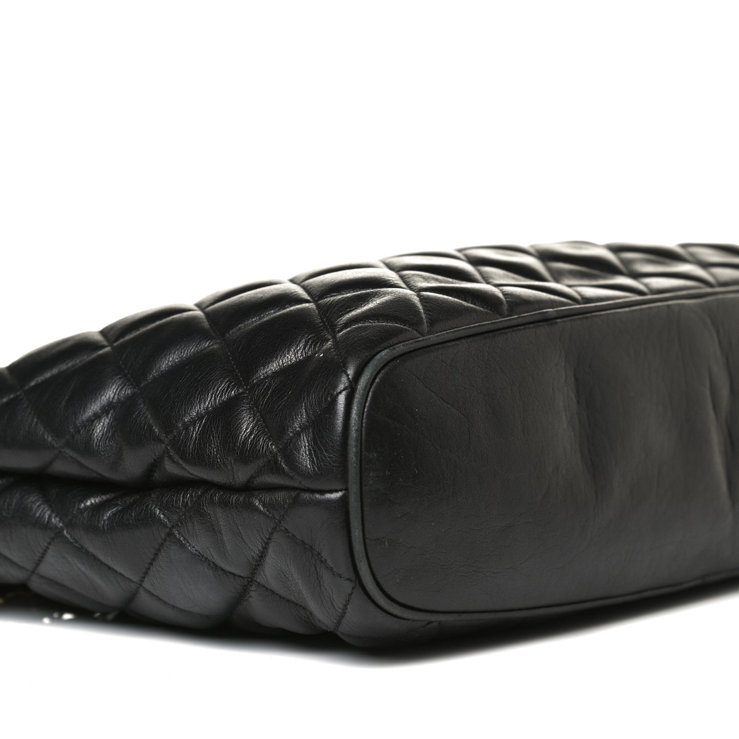 Lambskin Quilted Shopping Tote Black