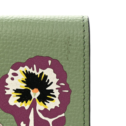 Loewe Pebble Grain Calfskin Pansies Print Coin Cardholder Rosemary 7 of 7