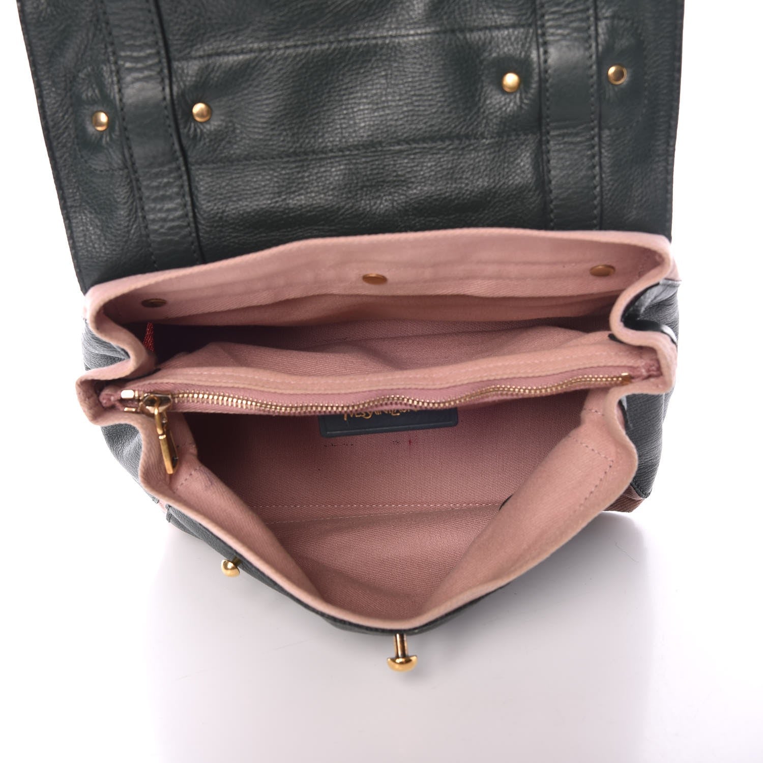 Saint Laurent Calfskin Canvas Small Muse Two Dark Green Pink 5 of 12