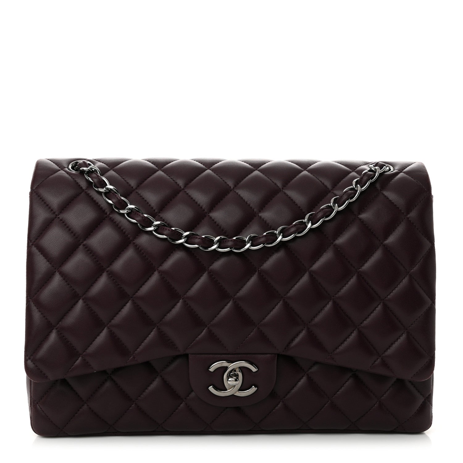 Chanel Lambskin Quilted Maxi Double Flap Plum 1 of 11