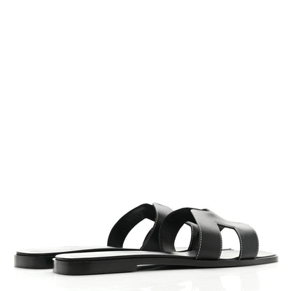 Hermes Box Calfskin Oran Sandals 40.5 Black 4 of 10