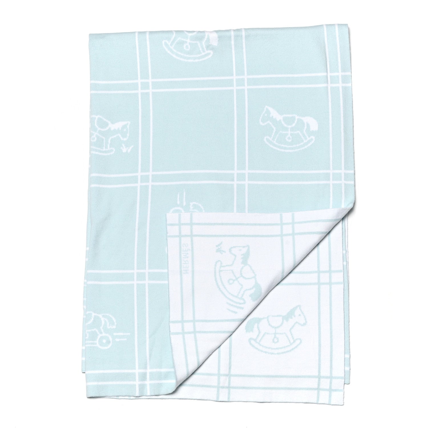 Hermes Cotton Knit Adada Baby Blanket Bleu Glacier 2 of 3