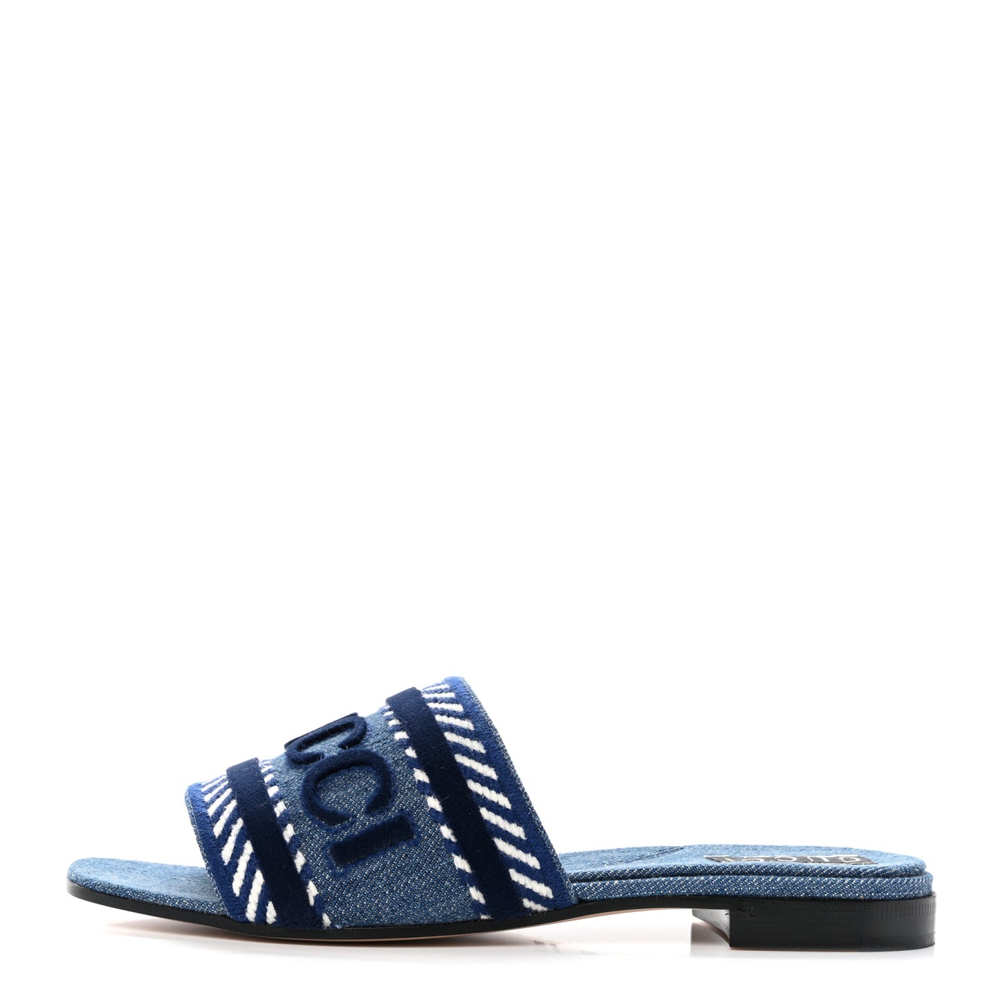 Plain Spain Denim Logo Slide Sandals 37 Light Blue