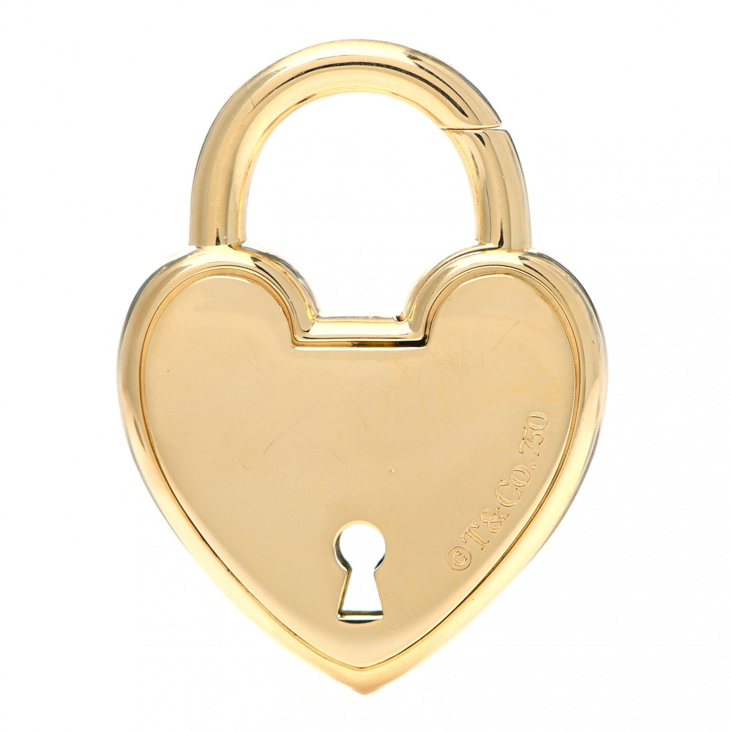 18K Yellow Gold Lock Heart Charm Pendant