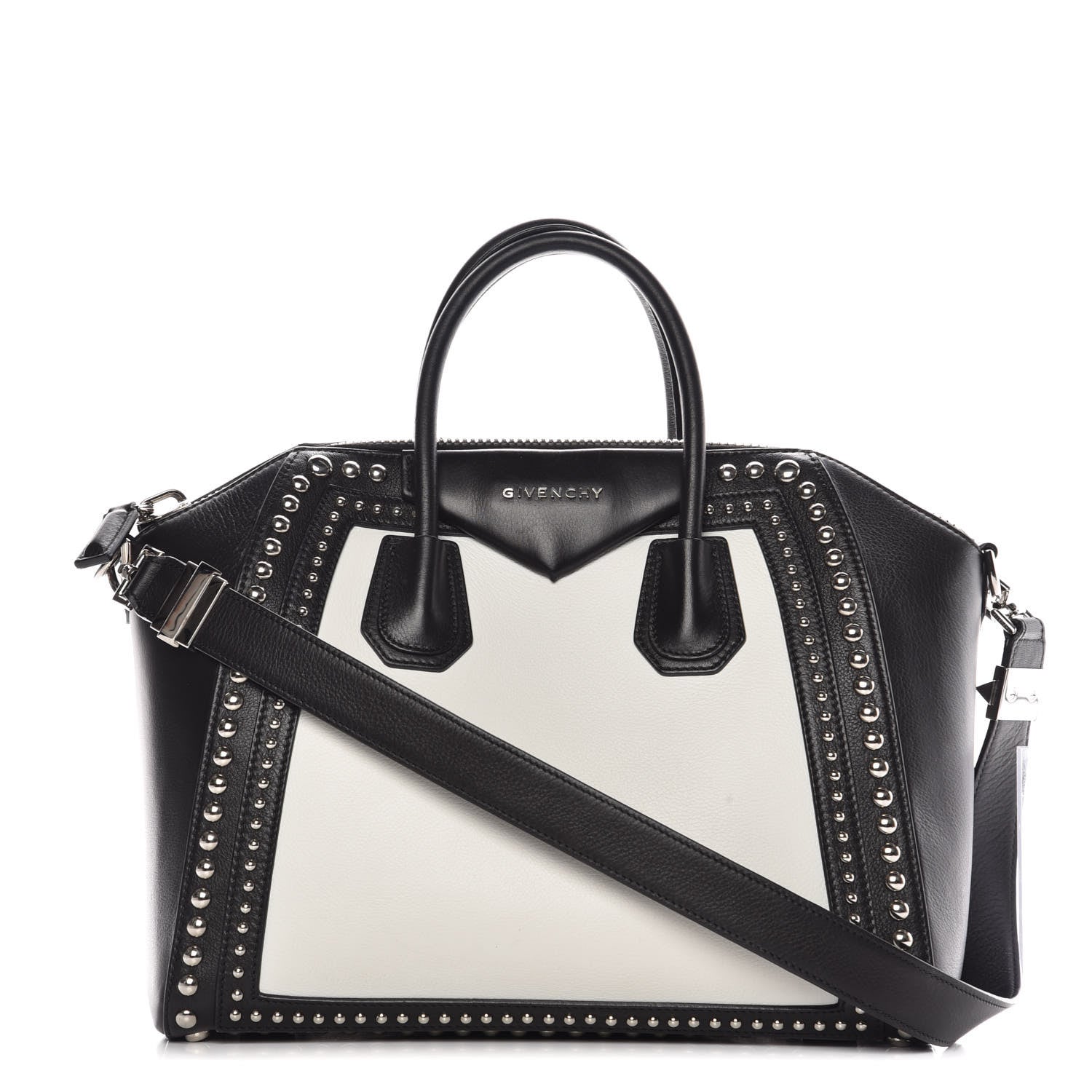 Givenchy Calfskin Medium Studded Bi-Color Antigona Black White 1 of 8