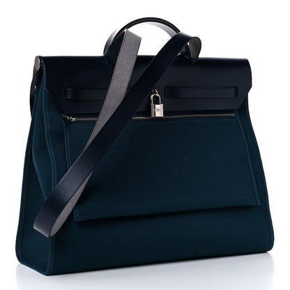 Hermes Toile Vache Hunter Herbag Zip 39 MM Bleu Ocean Bleu Indigo 3 of 15