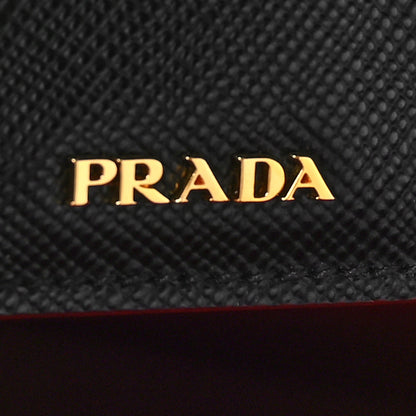 Prada Saffiano Cuir Medium Double Bag Black Fuoco 5 of 7