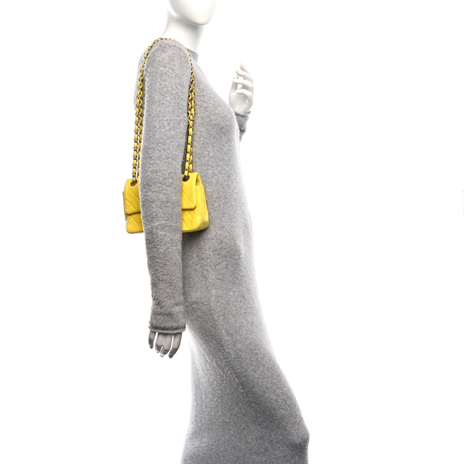 Chanel Lambskin Quilted Mini Rectangular Flap Yellow 2 of 10