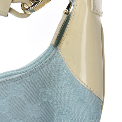 Gucci Monogram Patent Small Hobo Blue 10 of 17