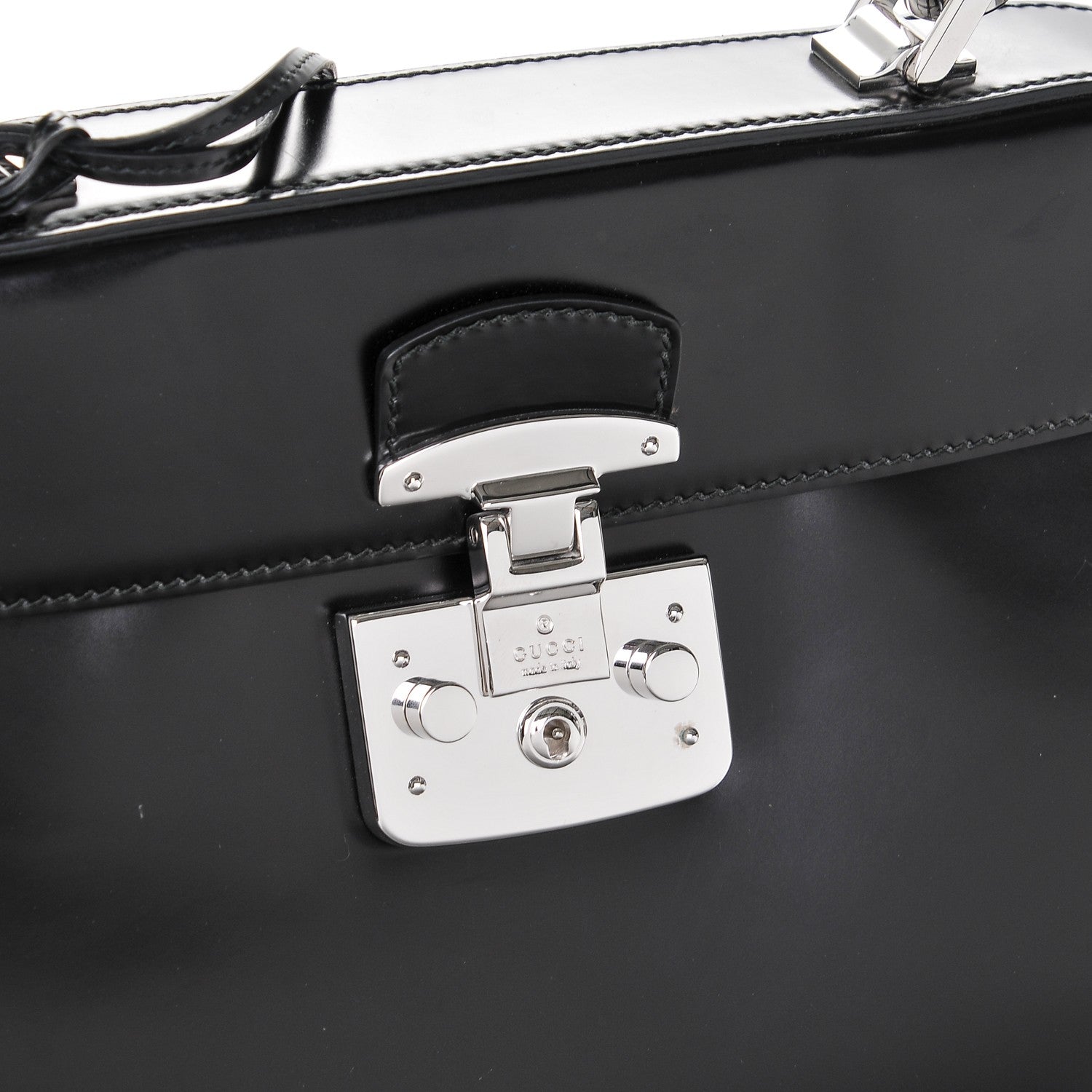 Gucci Regent Calfskin Bamboo Large Lady Lock Top Handle Bag Black 8 of 8