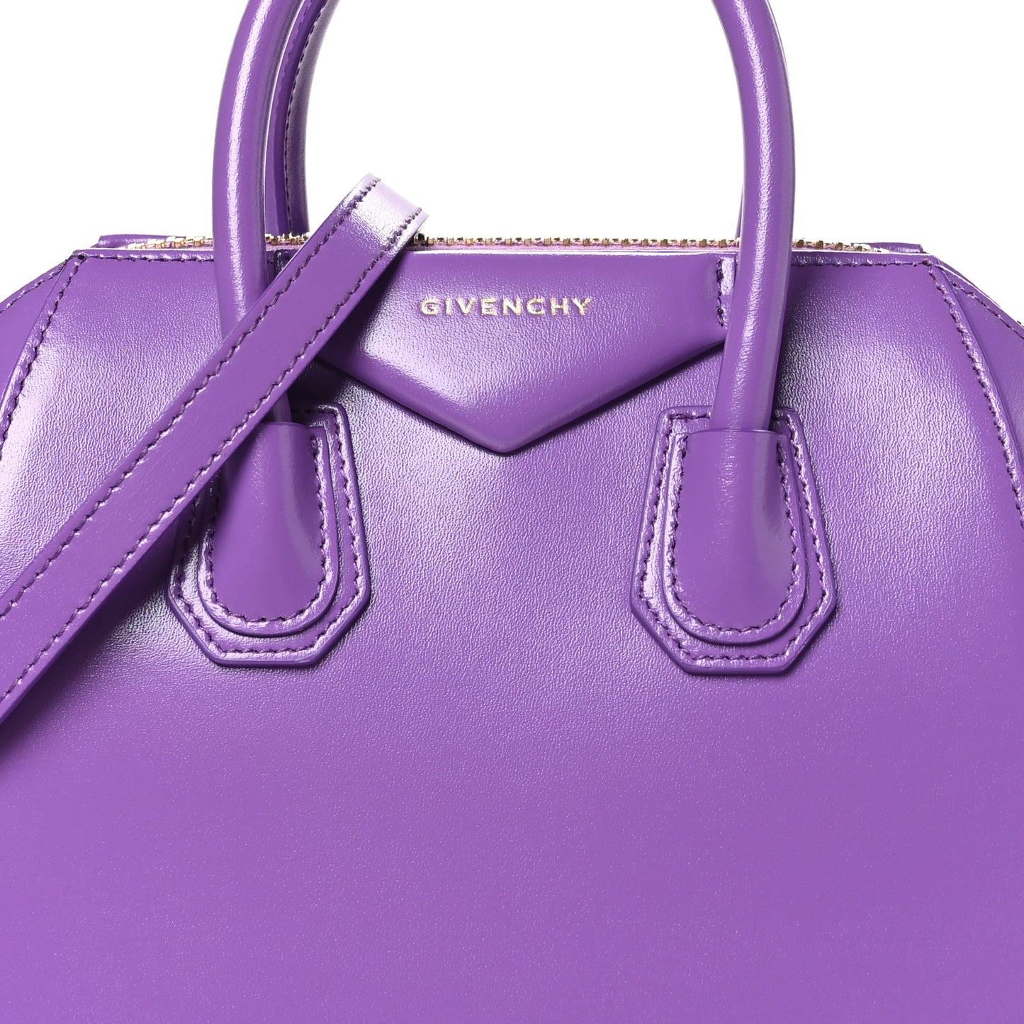 Shiny Lord Calfskin Mini Antigona Ultraviolet