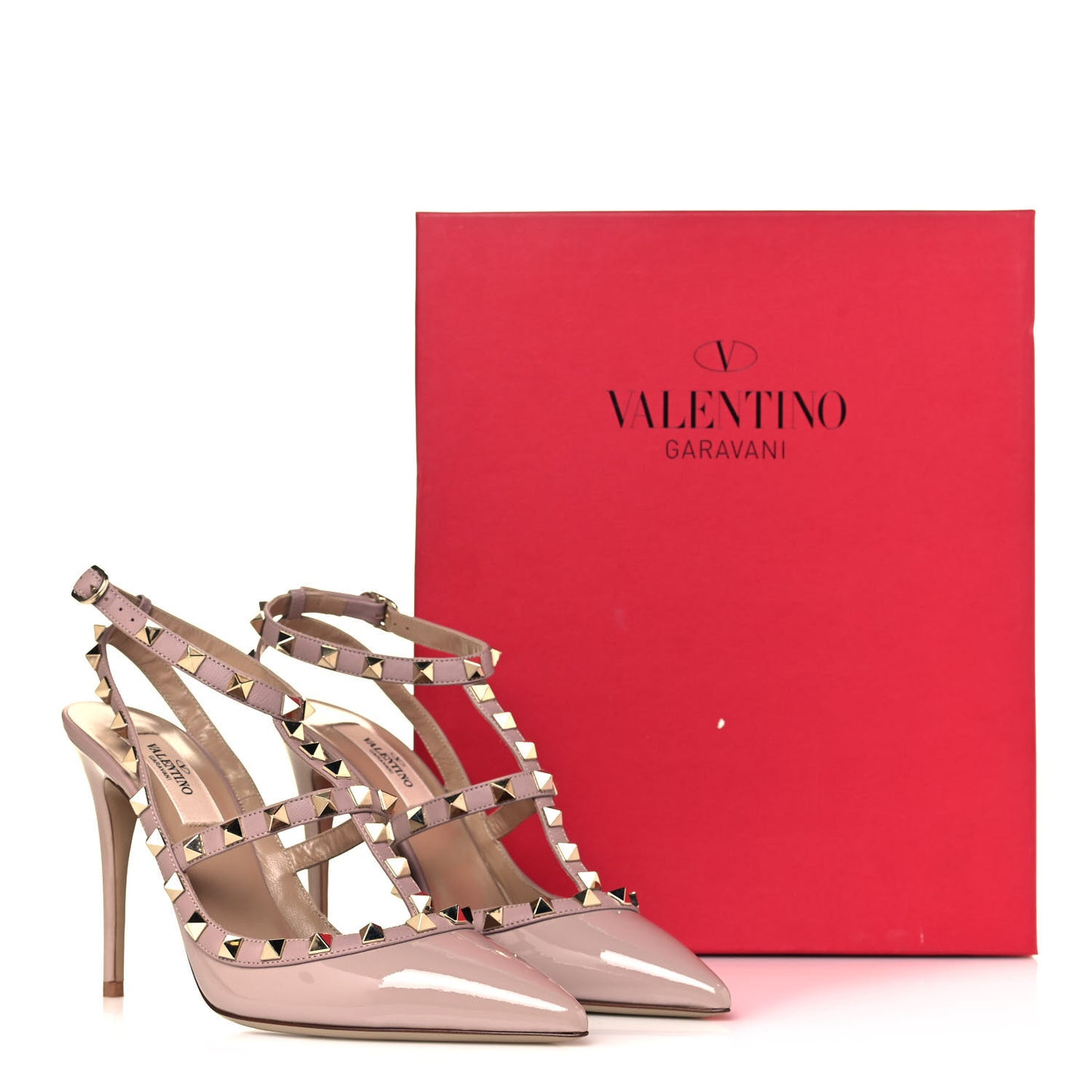 Patent Rockstud Ankle Strap Pumps 37.5 Poudre