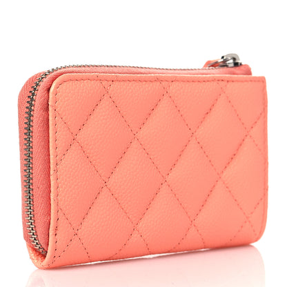 Chanel Caviar Quilted Zipped Key Holder Case Coral 3 of 9