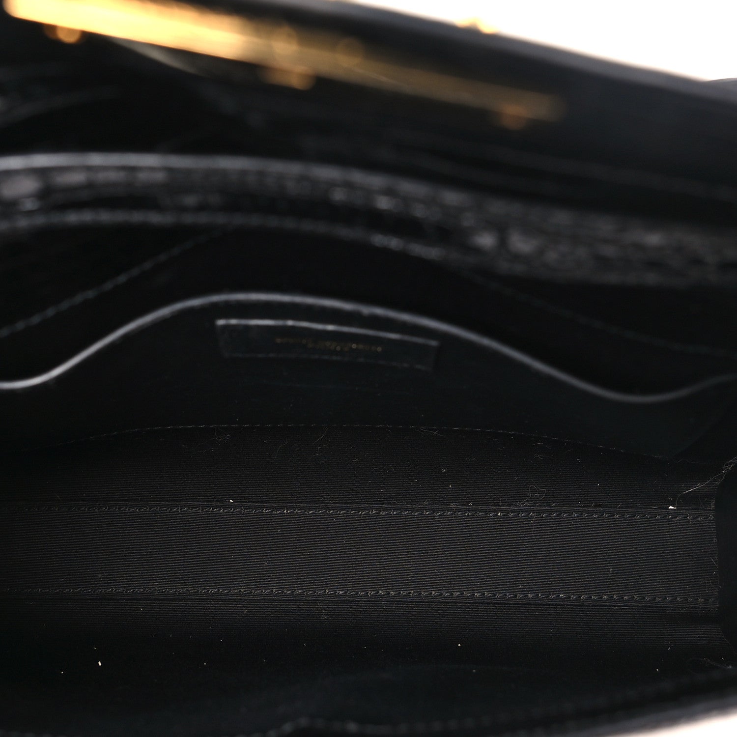 Saint Laurent Shiny Calfskin Crocodile Embossed Small Manhattan Baguette Black 4 of 9