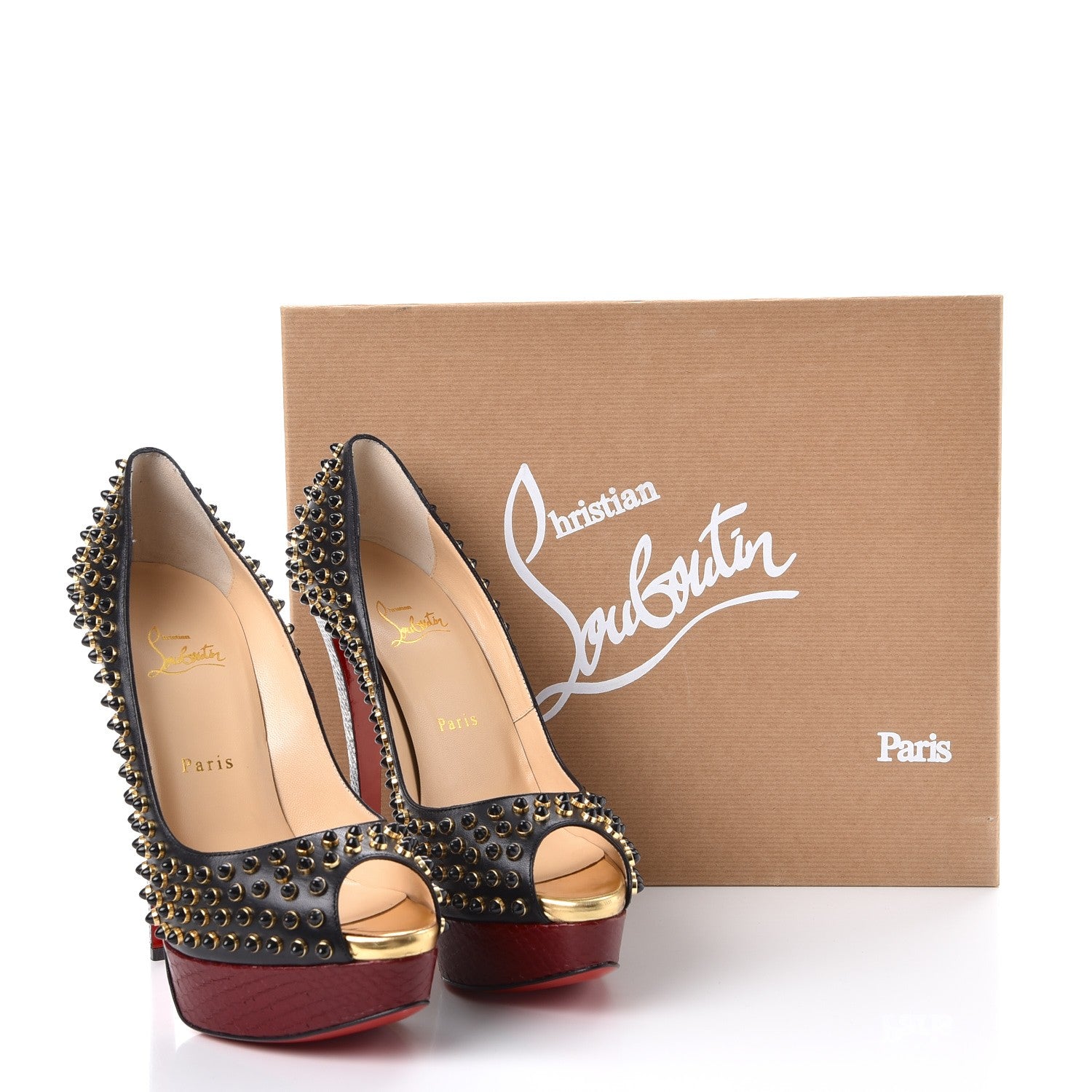 Christian Louboutin Kid Watersnake Lady Peep Cabo 150 Pumps 39.5 Black 9 of 9