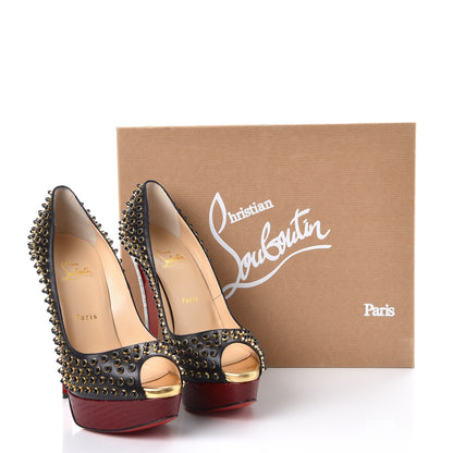 Christian Louboutin Kid Watersnake Lady Peep Cabo 150 Pumps 39.5 Black 9 of 9