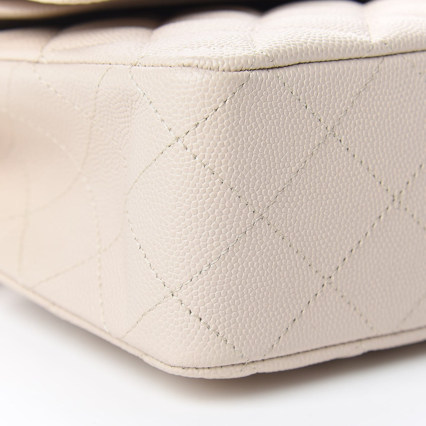 Caviar Quilted Medium Double Flap Light Beige