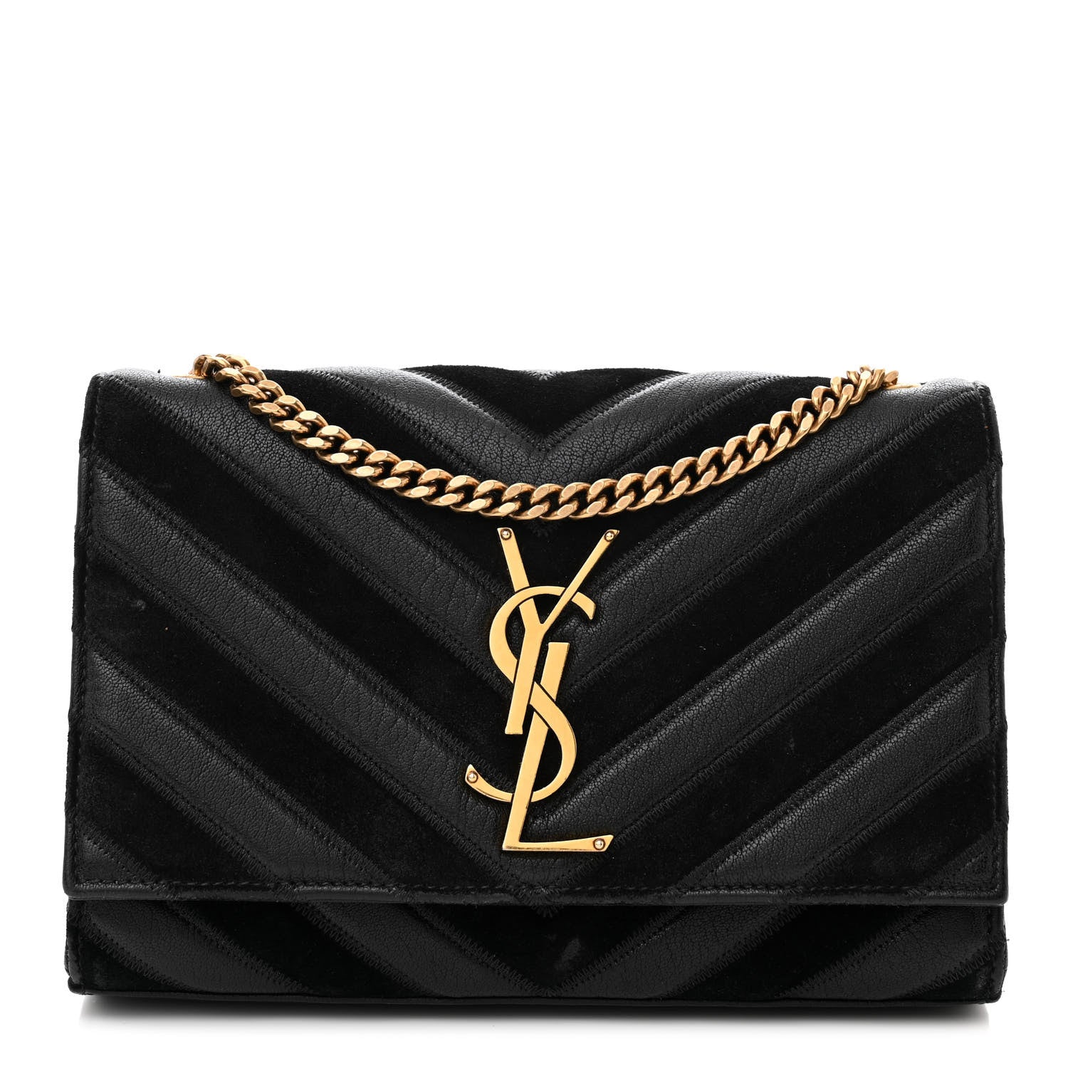 Saint Laurent Suede Calfskin Small Classic Y Quilted Monogram Kate Satchel Black 1 of 13