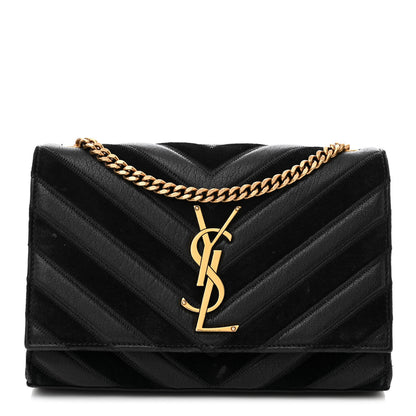 Saint Laurent Suede Calfskin Small Classic Y Quilted Monogram Kate Satchel Black 1 of 13