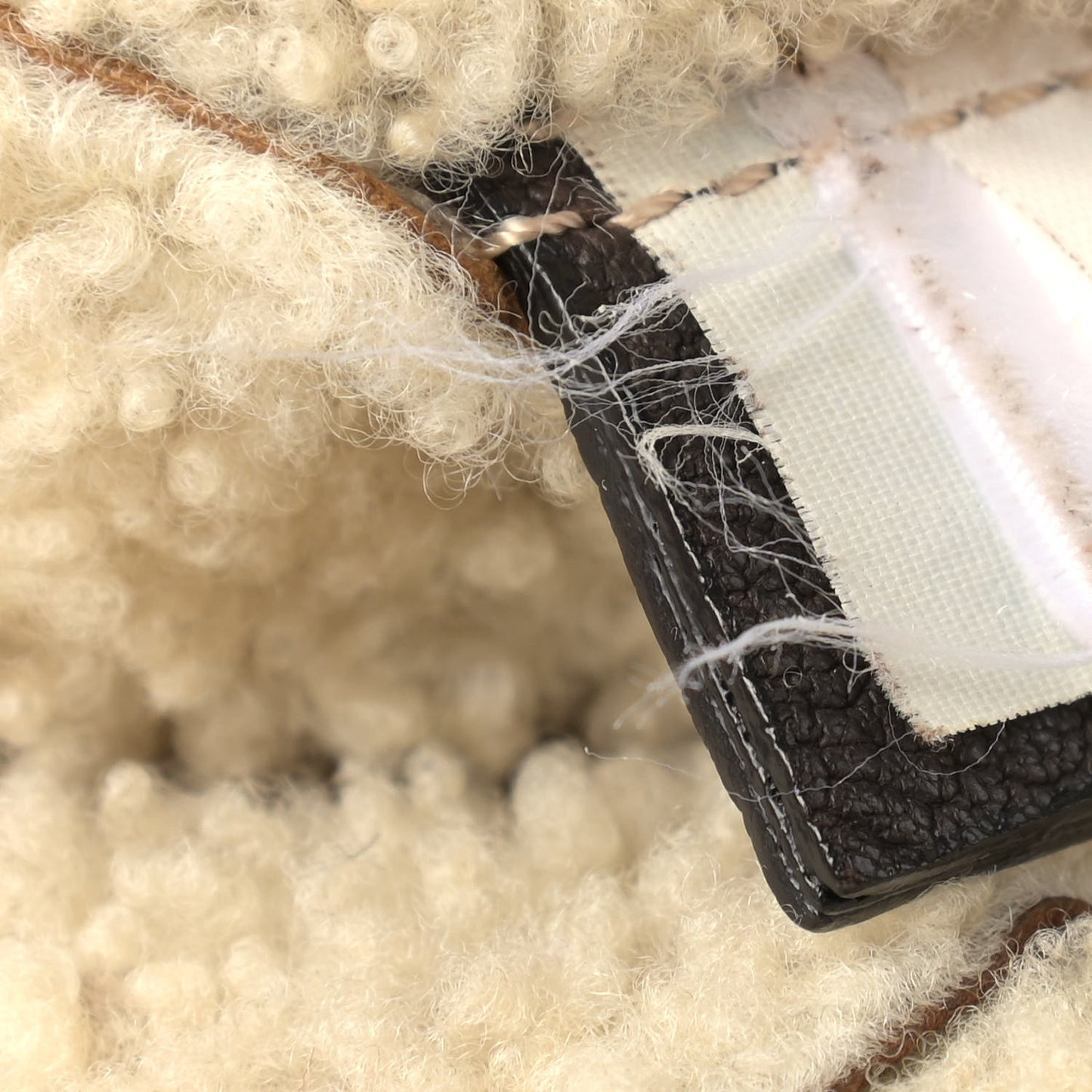 Suede Shearling Studded Tote Brown