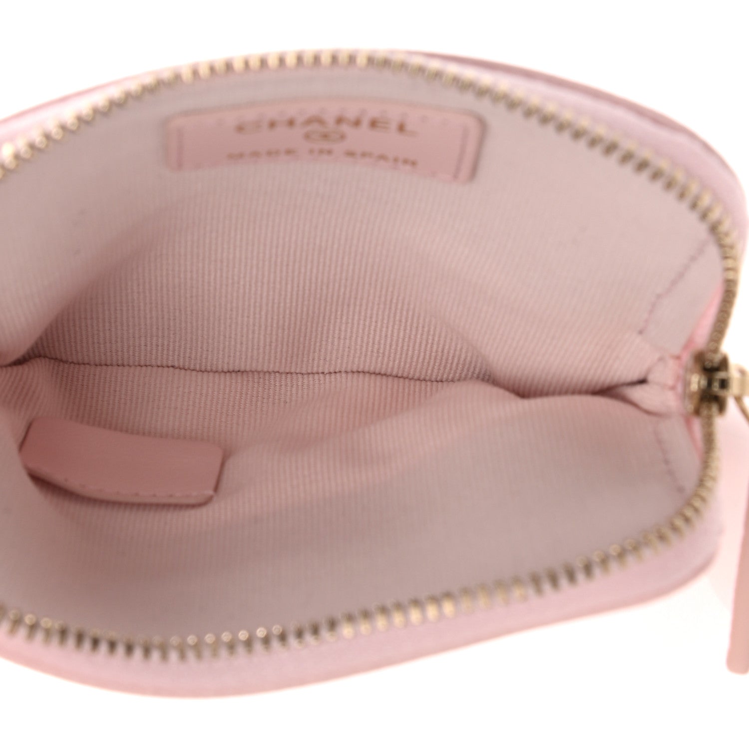 Chanel Caviar Quilted Crystal Zip Card Holder Wallet Light Pink 7 of 8