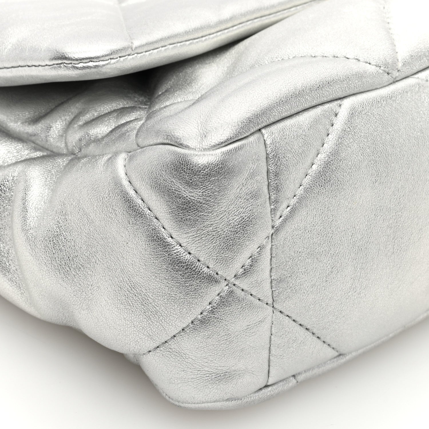 Chanel Metallic Lambskin Quilted Medium Chanel 19 Flap Silver 9 of 10