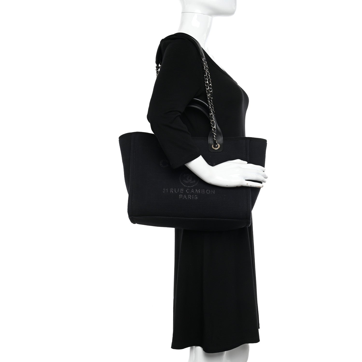 Chanel Mixed Fibers Small Deauville Tote Black 2 of 12