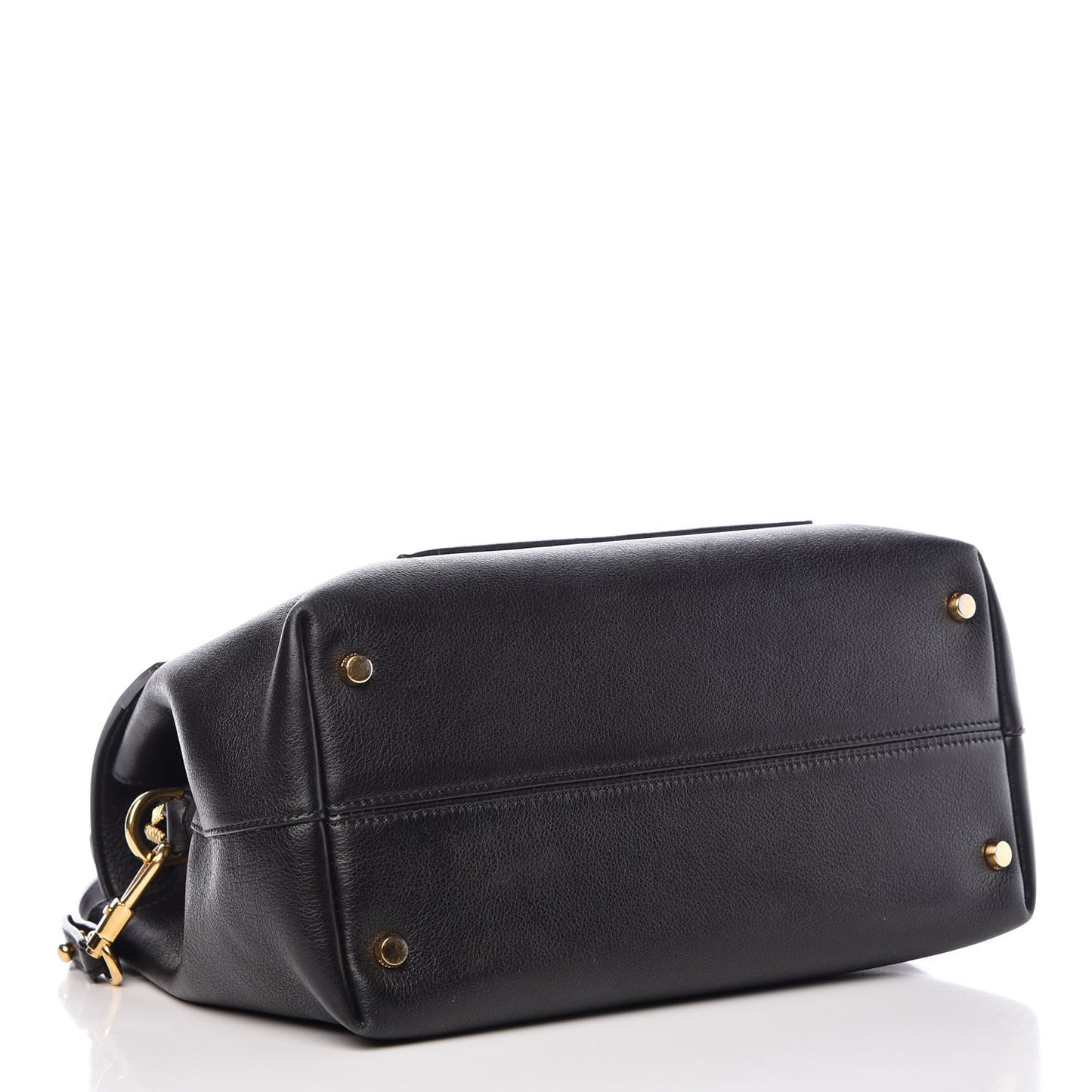 Calfskin Medium Leonica Padlock Satchel Bag Black