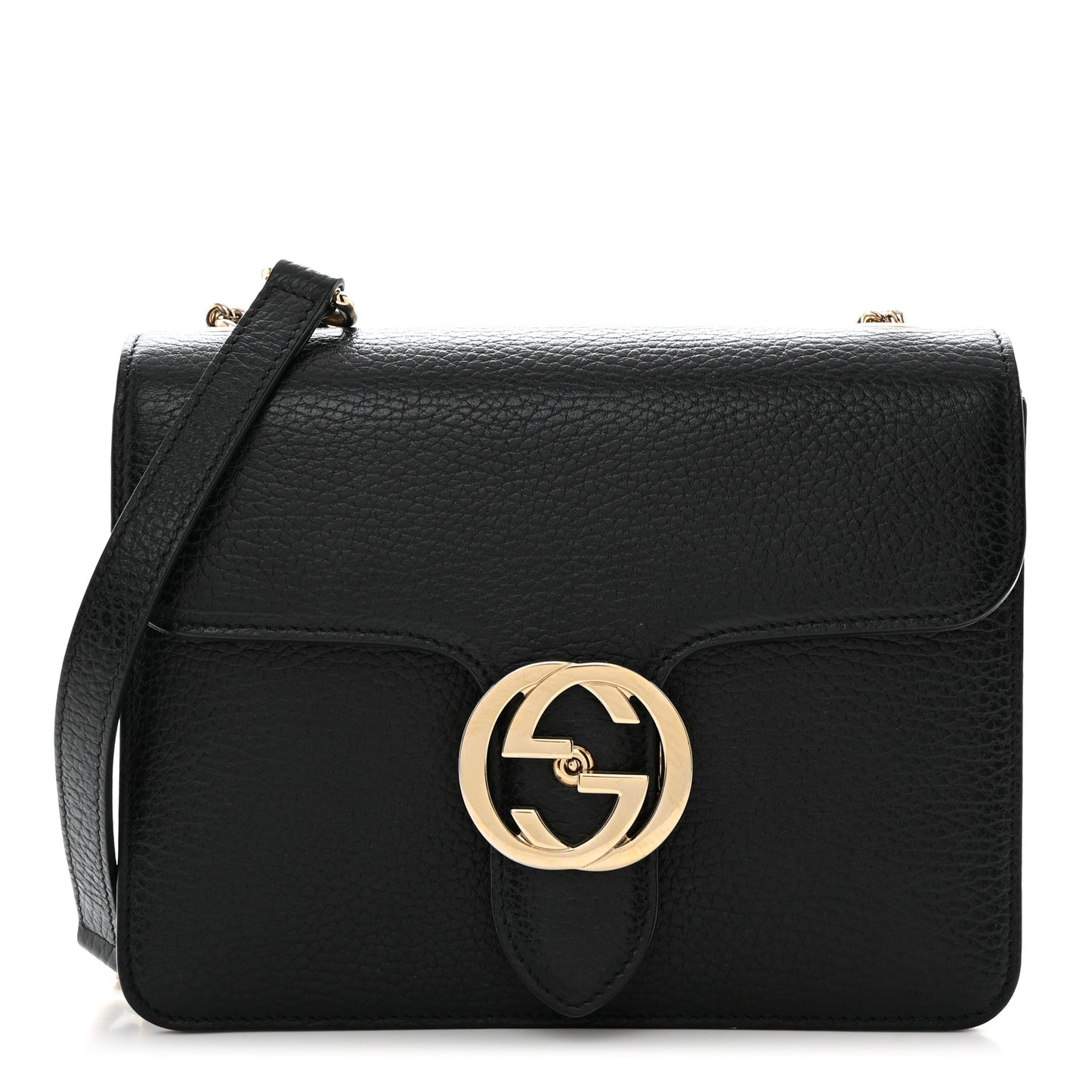 Dollar Calfskin Small Interlocking G Shoulder Bag Black