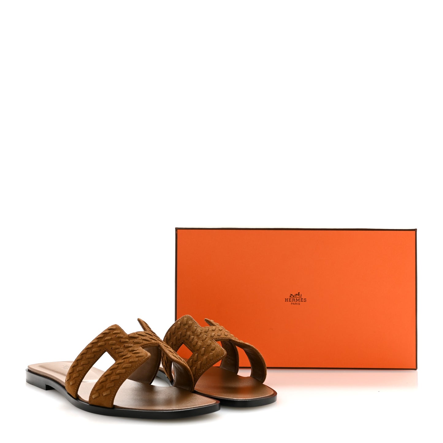Suede Goatskin Braided Oran Sandals 40 Brun Fume