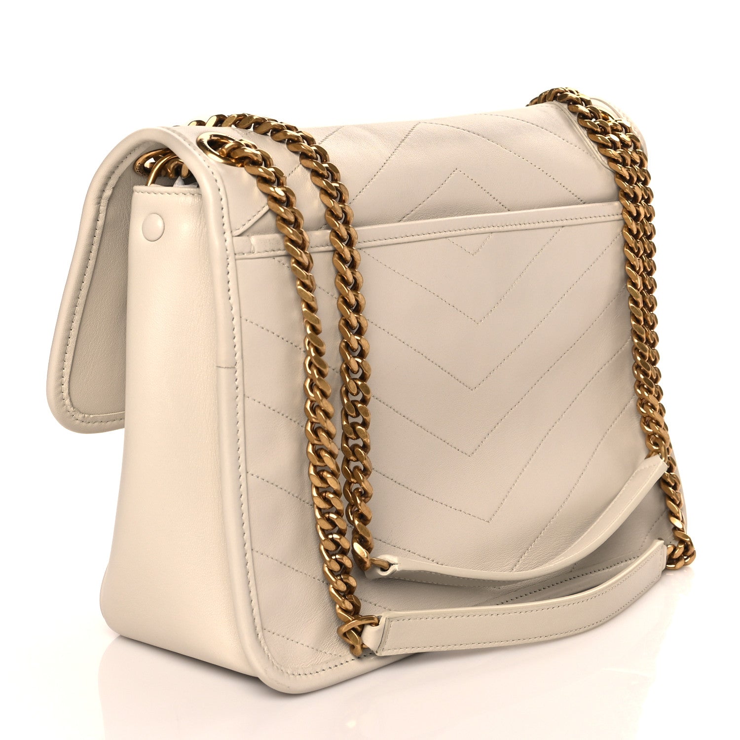 Saint Laurent Lambskin Matelasse Monogram Medium Niki Chain Satchel Ivory 3 of 9