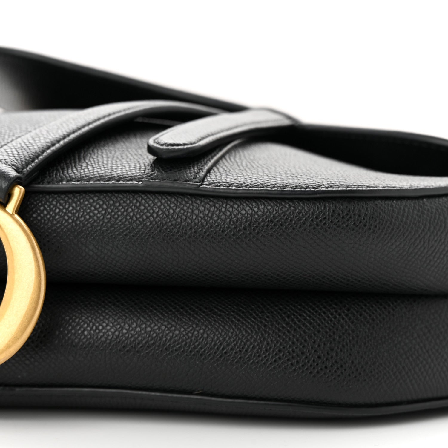 Christian Dior Grained Calfskin Saddle Bag With Strap Black 10 of 11