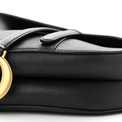 Christian Dior Grained Calfskin Saddle Bag With Strap Black 10 of 11