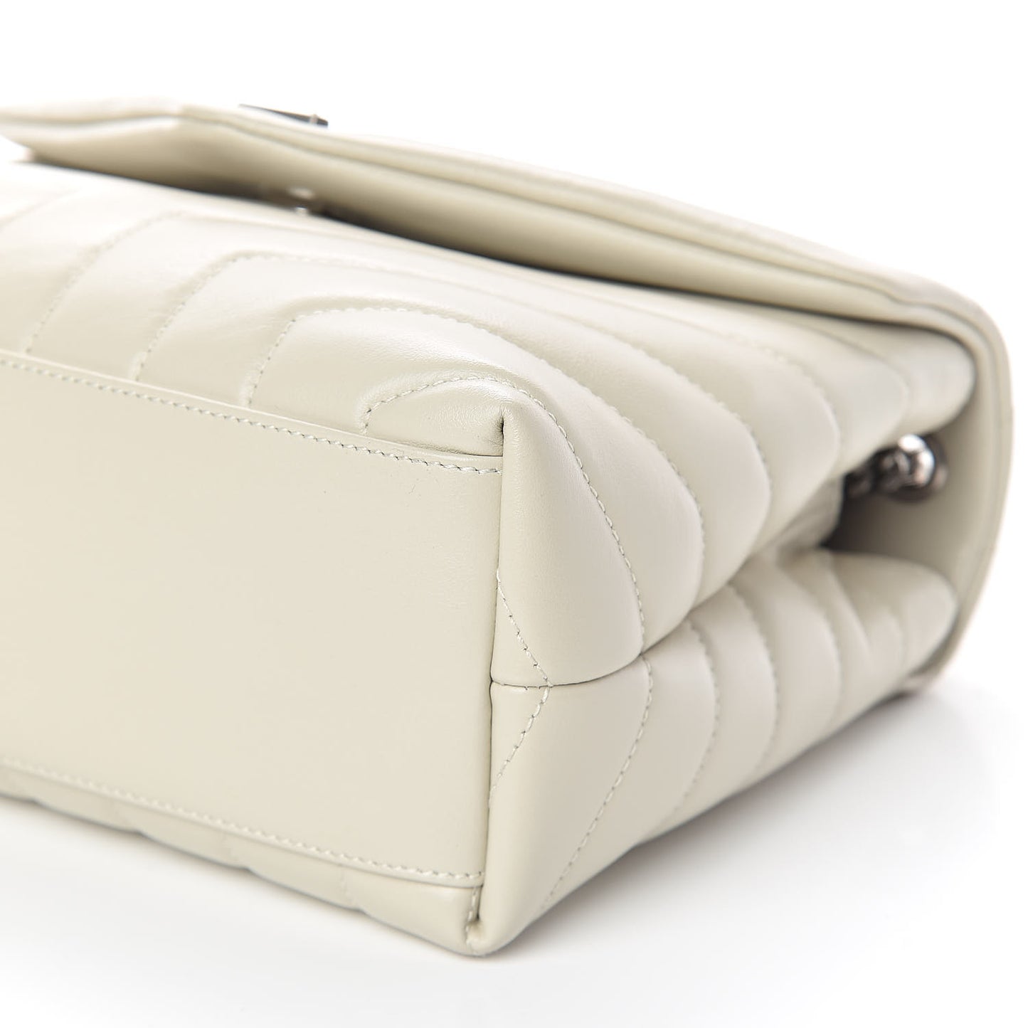 Calfskin Y Quilted Monogram Small Loulou Chain Satchel Ivory