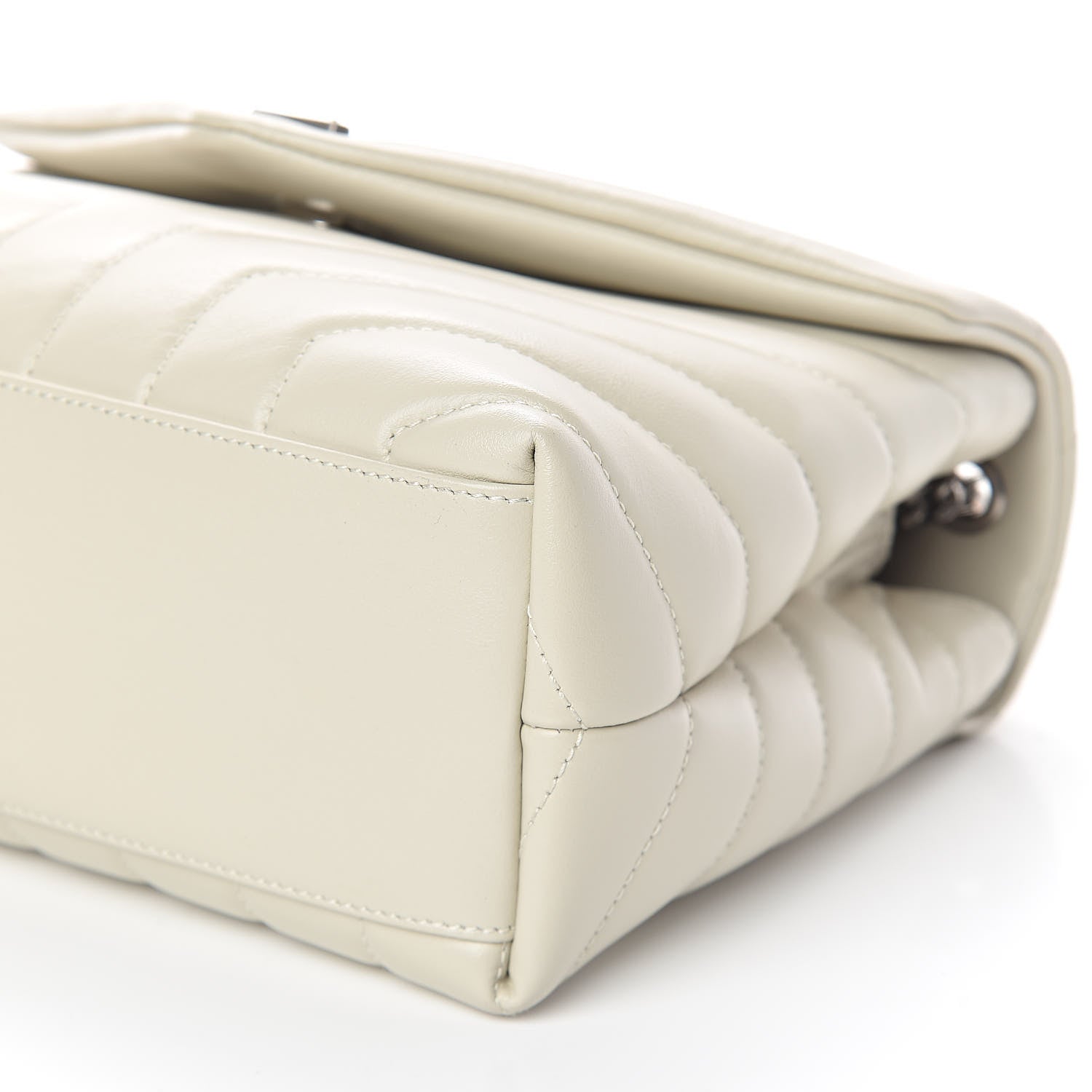 Saint Laurent Calfskin Y Quilted Monogram Small Loulou Chain Satchel Ivory 10 of 11