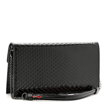 Christian Louboutin Patent Embossed Python Loubi54 Crossbody Clutch Black 3 of 13