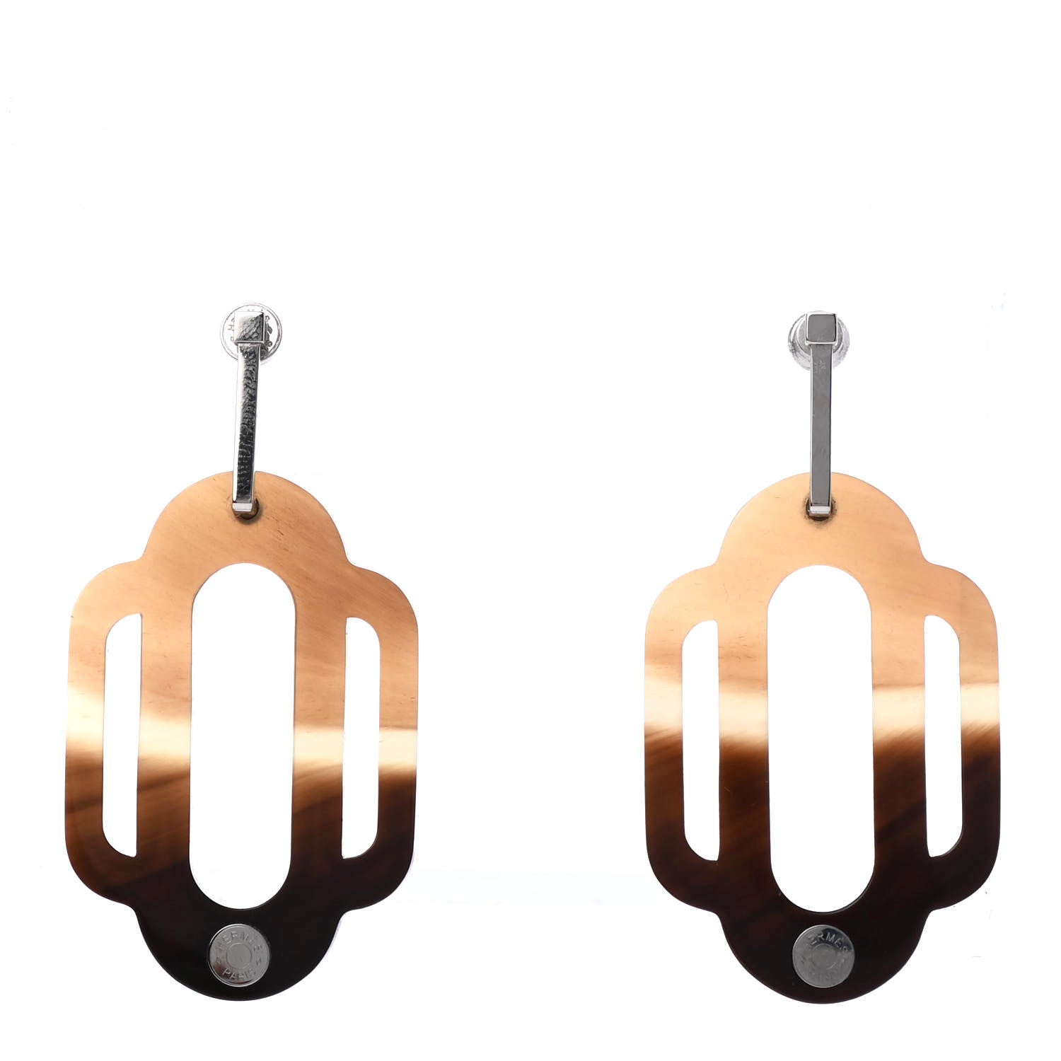 Hermes Buffalo Horn Lacquer Attelage Earrings 1 of 4