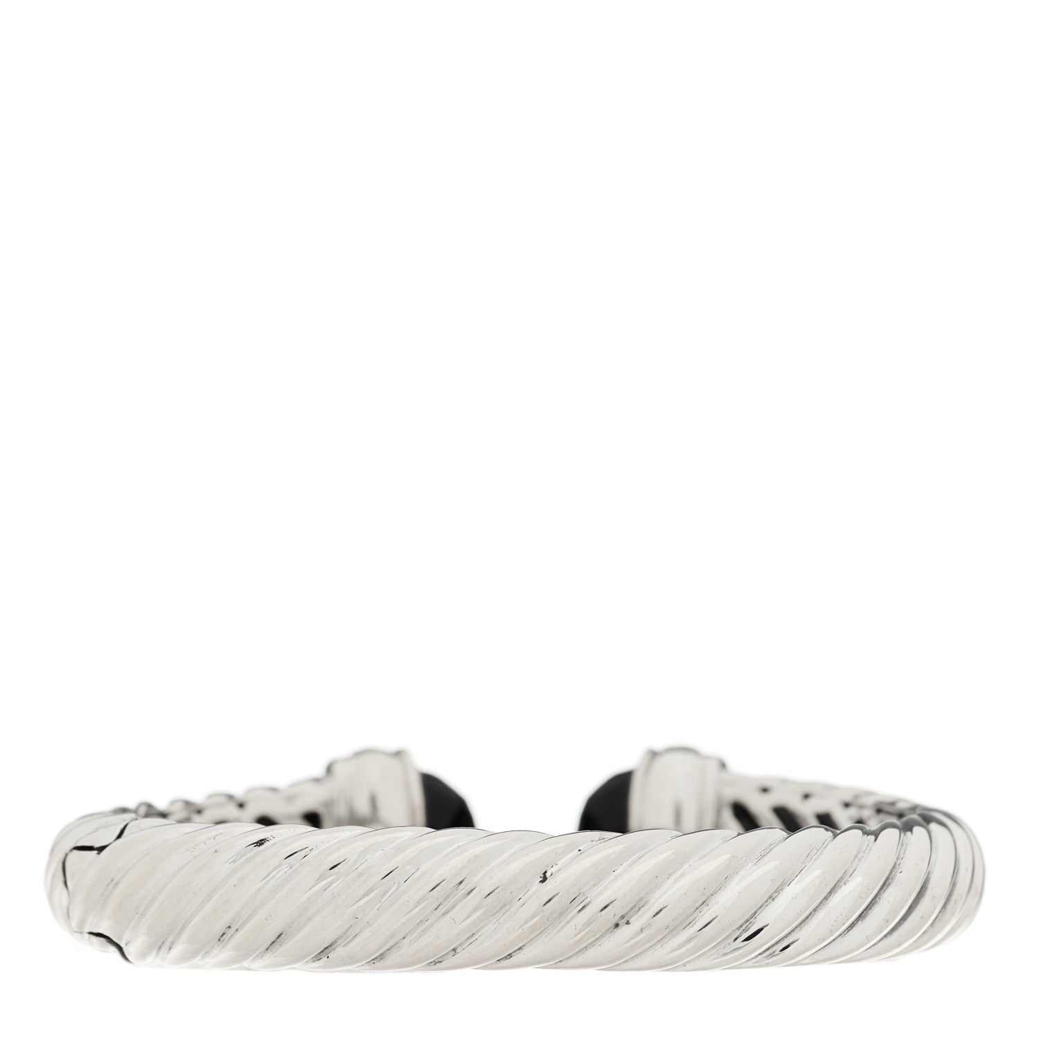 David Yurman Sterling Silver Diamond Black Onyx 10mm Waverly Bracelet 2 of 3