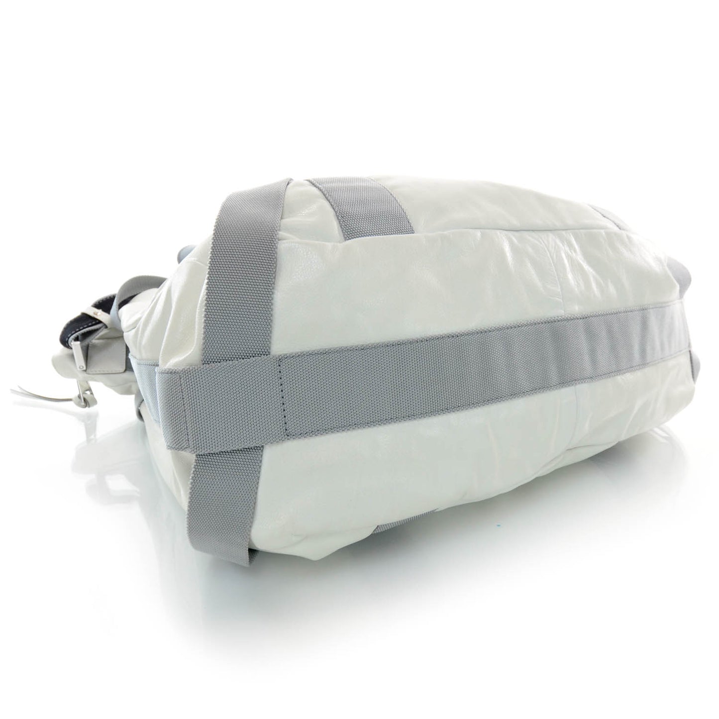 Mens Leather Nylon Strap Tote White Grey SS10 Runway