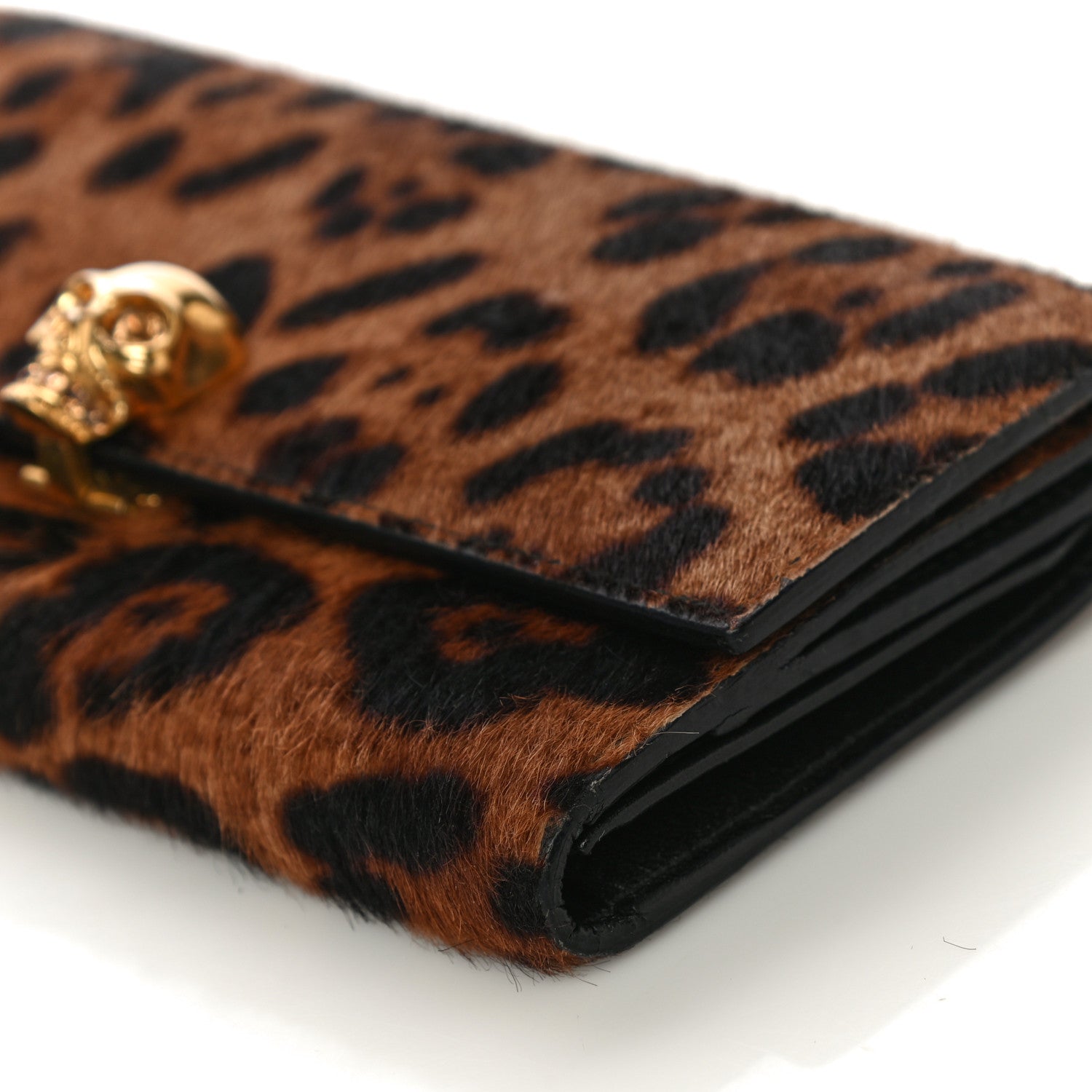 Alexander McQueen Calf Hair Leopard Print Skull Continental Wallet 6 of 20