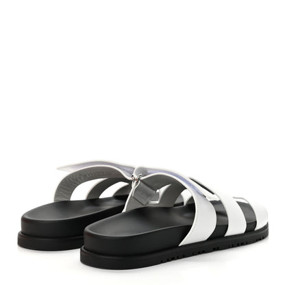 Hermes Calfskin Womens Chypre Sandals 39 White 3 of 9
